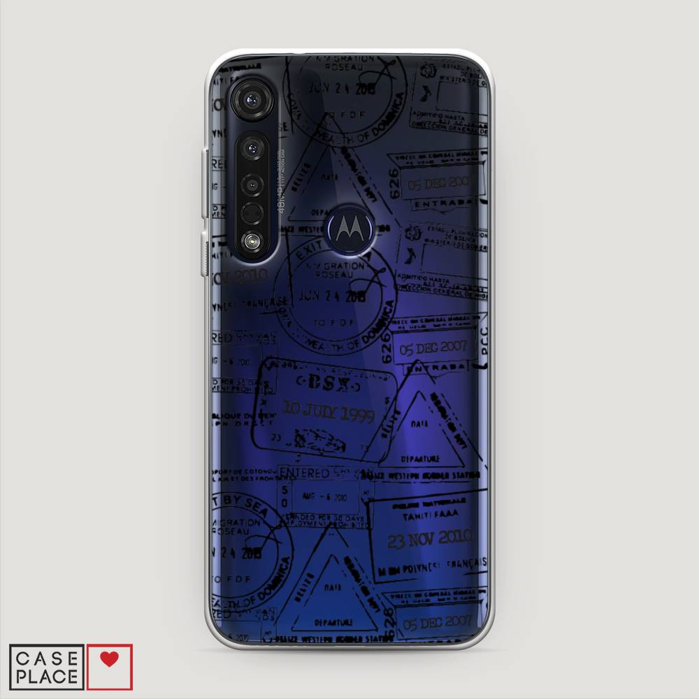 

Чехол на Motorola Moto G8 Plus "Visa stamps 2", Белый;черный;серый, 241450-2