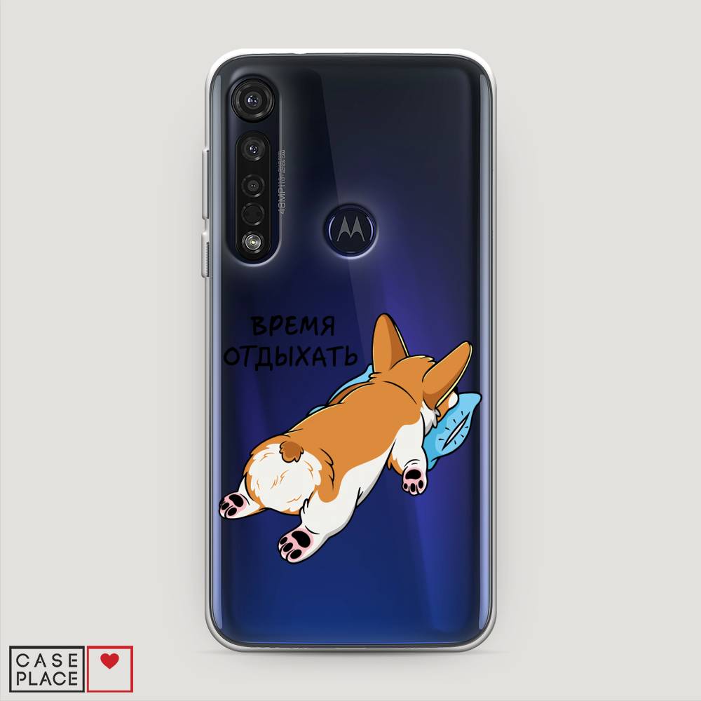 

Чехол на Motorola Moto G8 Plus "Корги отдыхает", Черный;коричневый;голубой, 241450-1