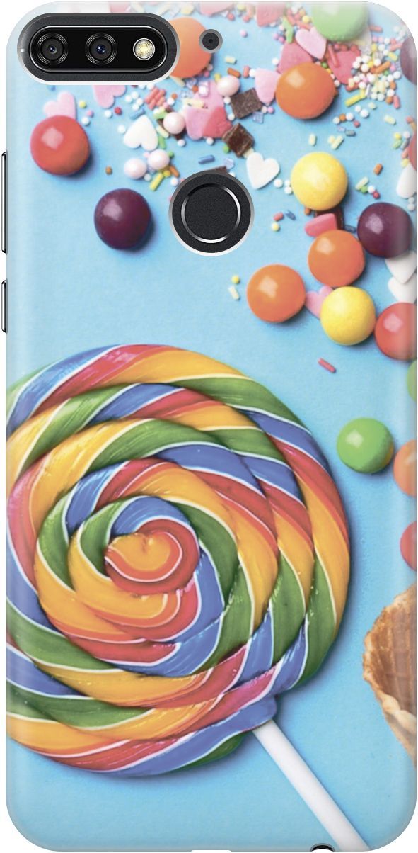 

Чехол на Honor 7C/7A Pro/Huawei Y6 Prime (2018) "Разноцветный леденец", Голубой;желтый, 3423