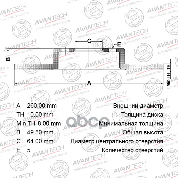 

Диск Тормозной Avantech 42510seae00 / 42510-Sea-E50 AVANTECH арт. BR0309S