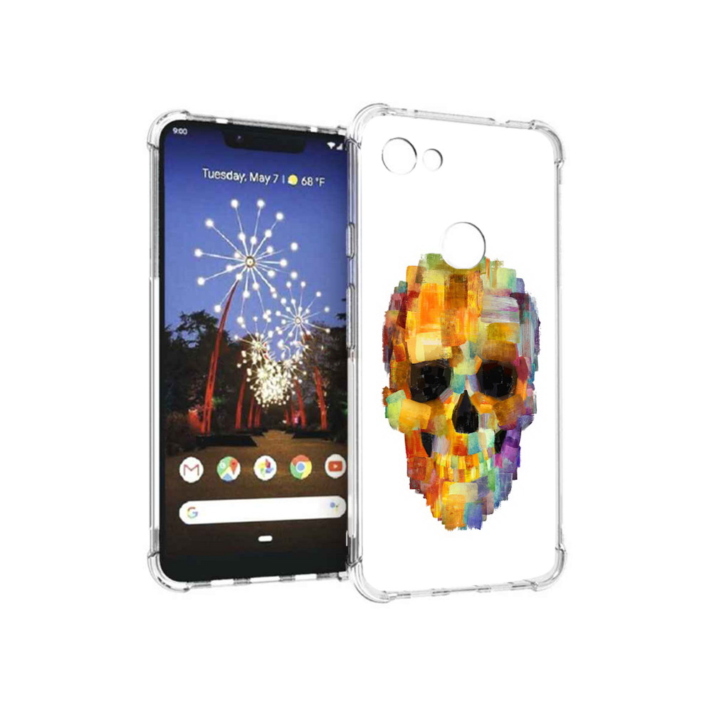 

Чехол MyPads Tocco для Google Pixel 3 XL нарисованный череп, Прозрачный, Tocco