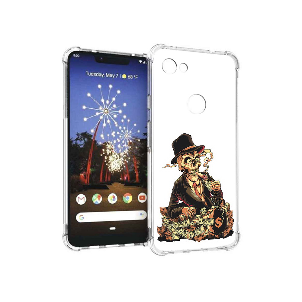 

Чехол MyPads Tocco для Google Pixel 3 XL нарисованный череп с сигаретой, Прозрачный, Tocco