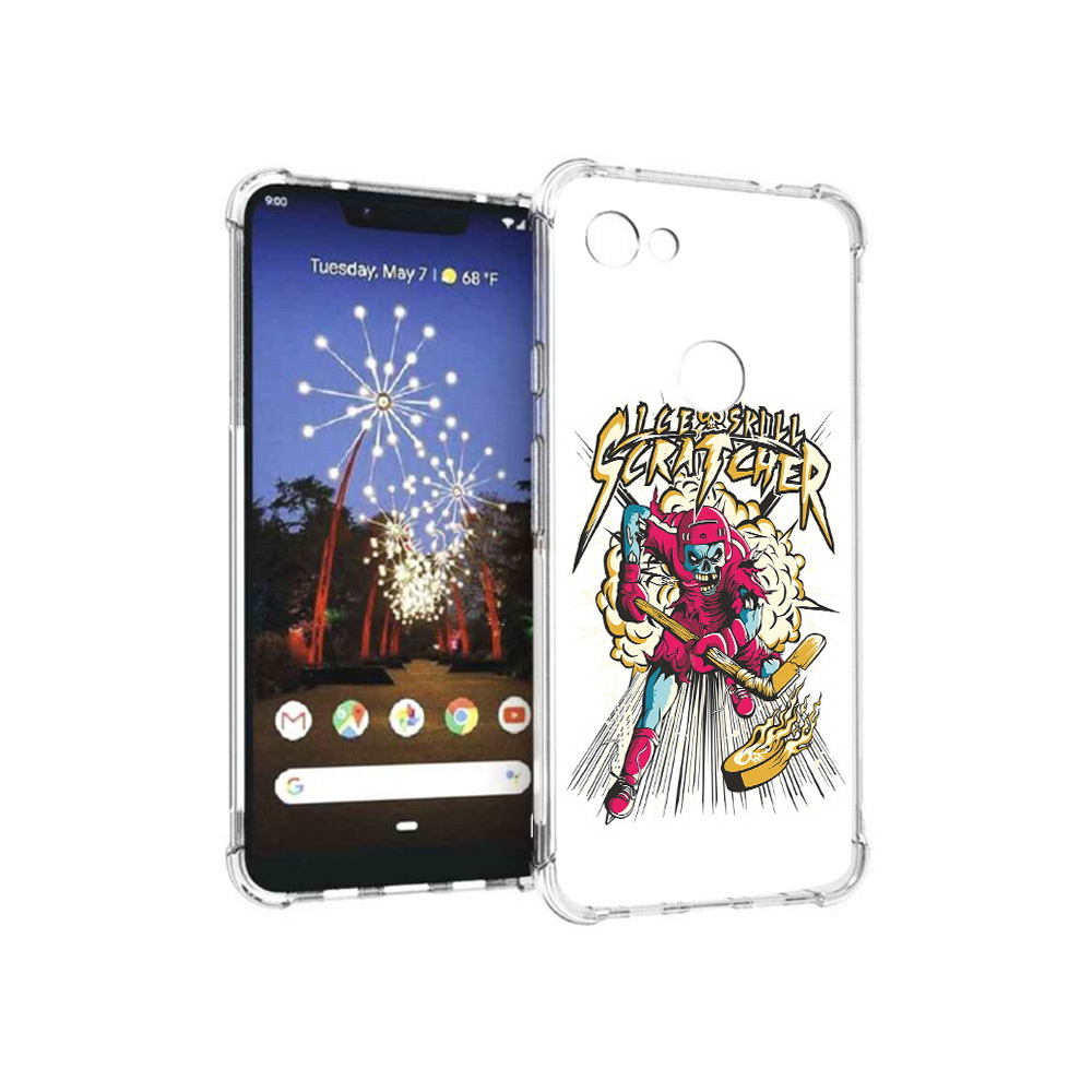 

Чехол MyPads Tocco для Google Pixel 3 XL нарисованный скелет хоккеист, Прозрачный, Tocco