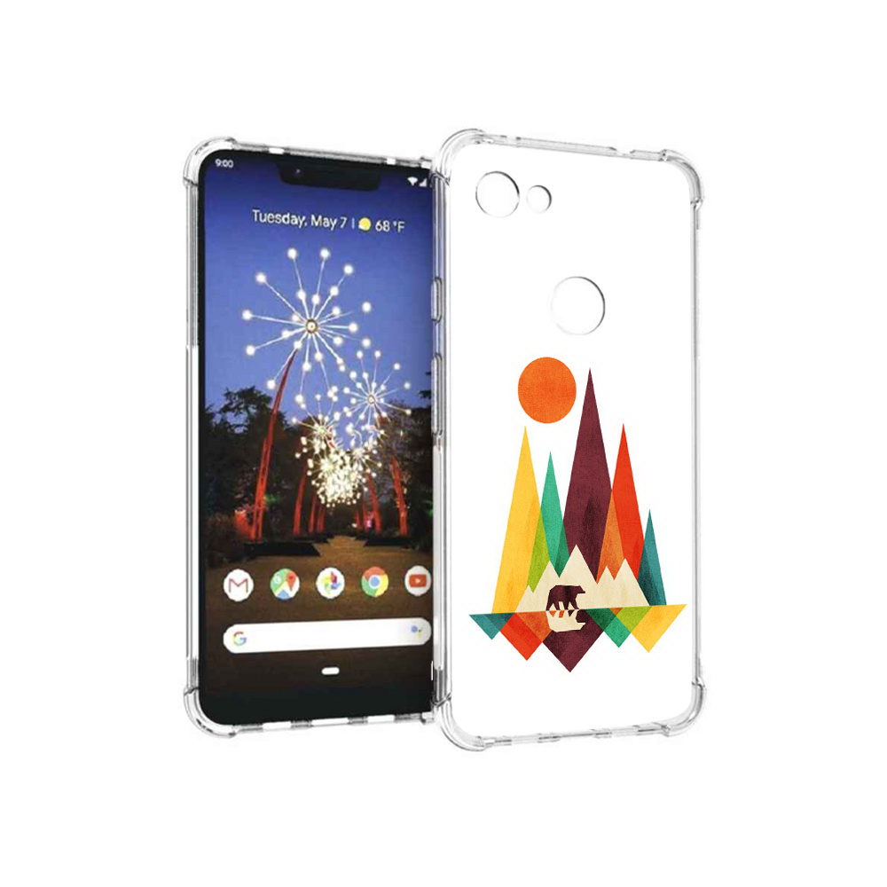 

Чехол MyPads Tocco для Google Pixel 3 XL нарисованные горы с медведем, Прозрачный, Tocco