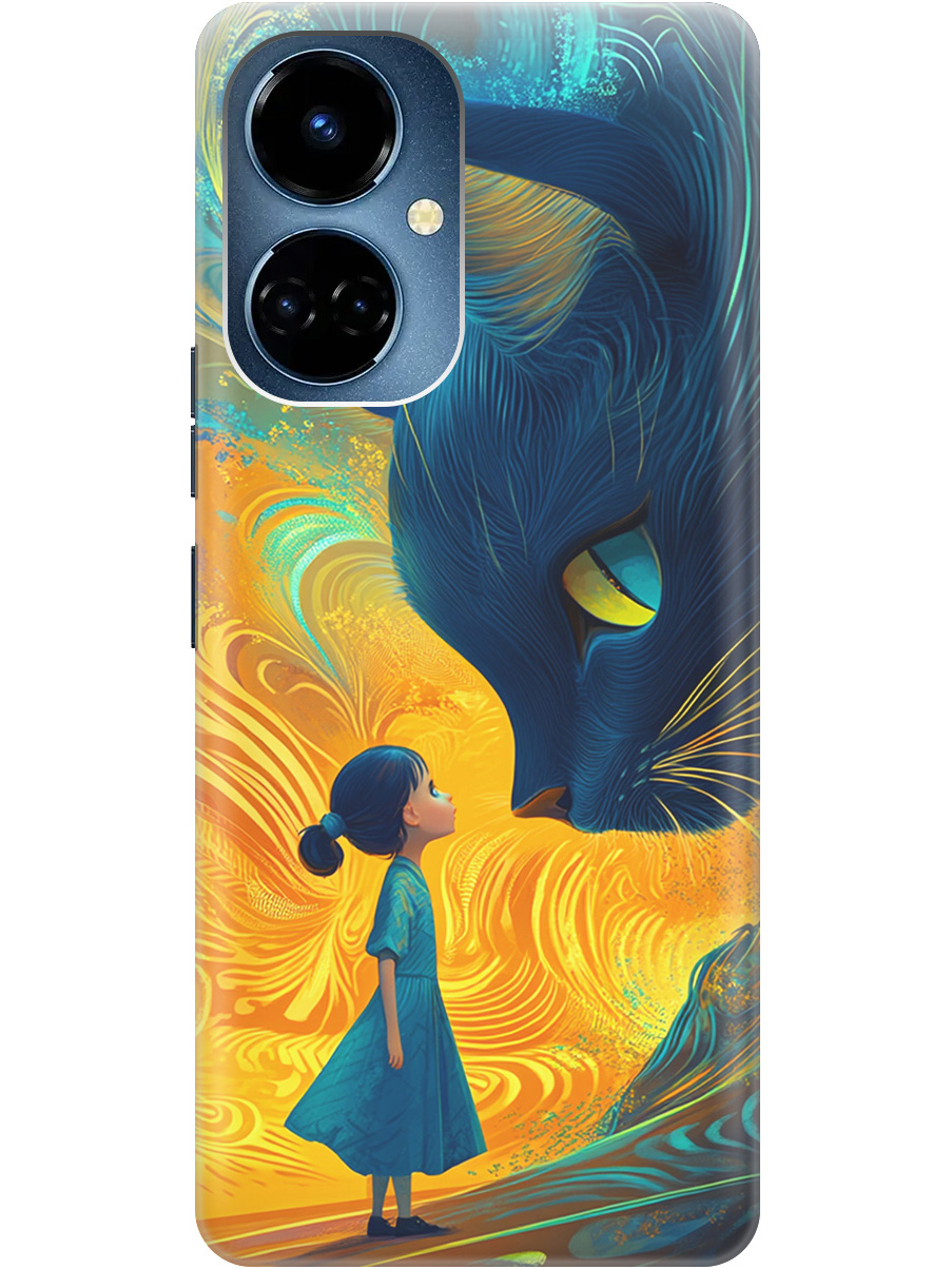 

Силиконовый чехол на Tecno Camon 19 / 19 Pro с принтом "Девочка и кот", Прозрачный;желтый;синий, 778675885