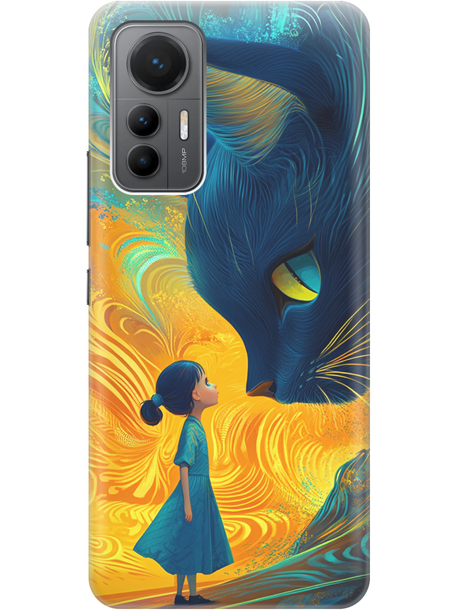 

Силиконовый чехол на Xiaomi 12 Lite с принтом "Девочка и кот", Прозрачный;желтый;синий, 740133385