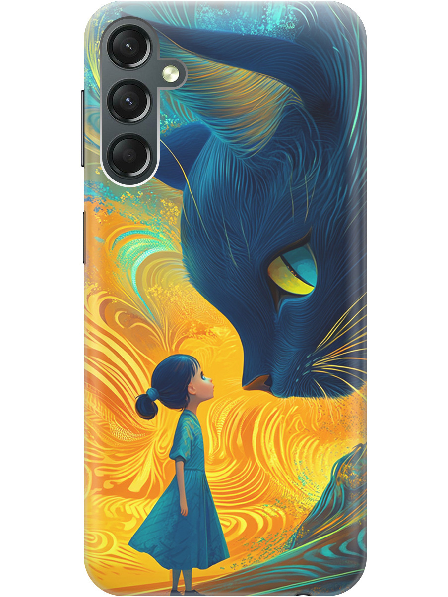 

Силиконовый чехол на Samsung Galaxy A24 с принтом "Девочка и кот", Прозрачный;желтый;синий, 769395685
