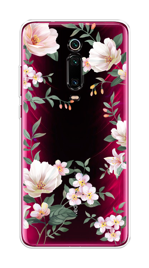 

Чехол на Xiaomi Redmi K20/K20 Pro/Xiaomi Mi 9T/9T Pro "Beautiful white flowers", Бежевый;зеленый, 35550-1