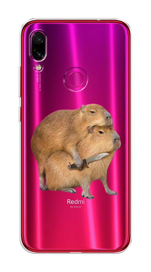 

Чехол на Xiaomi Redmi Note 7 "Капибара с ножом", Бежевый, 34750-1