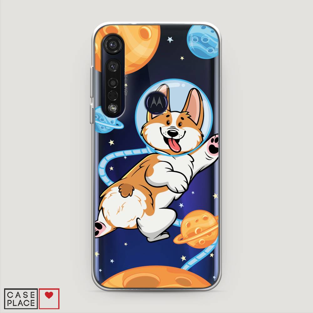 

Чехол на Motorola Moto G8 Plus "Корги-космонавт", Голубой;бежевый;белый, 241450-1
