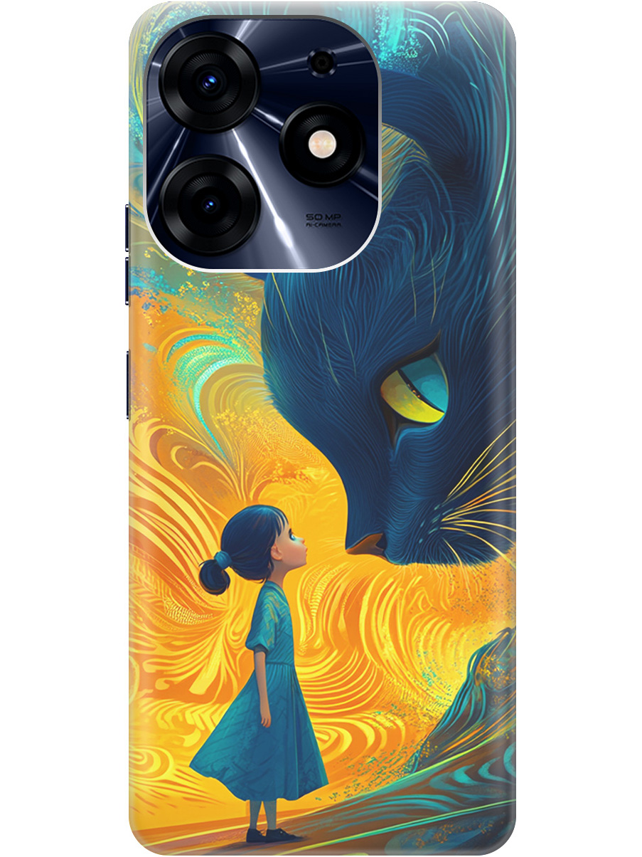 

Силиконовый чехол на Tecno Spark 10 Pro с принтом "Девочка и кот", Прозрачный;желтый;синий, 768742685