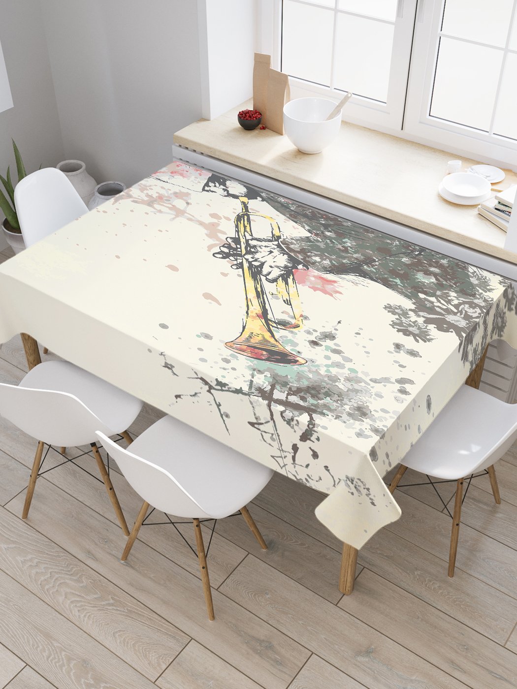 

Скатерть прямоугольная JoyArty "Бородатый трубач" из оксфорда, 120x145 см, Бежевый, Бородатый трубач