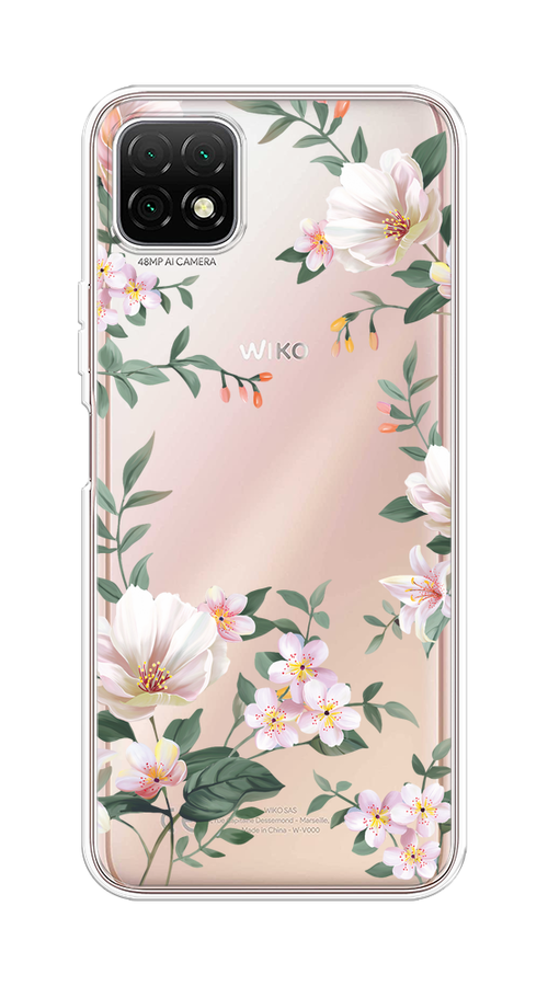 

Чехол на Wiko T3 "Beautiful white flowers", Бежевый;зеленый, 3400150-1