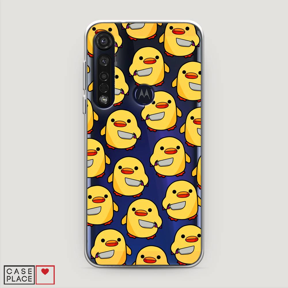 

Чехол на Motorola Moto G8 Plus "Утка с ножом", Прозрачный;желтый;оранжевый, 241450-1