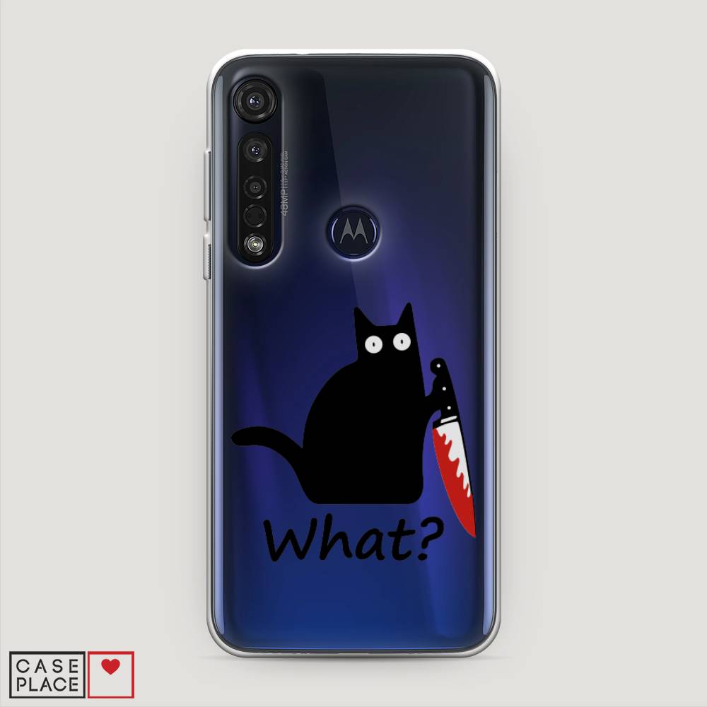 

Чехол на Motorola Moto G8 Plus "Котик с ножом", Черный;красный, 241450-6