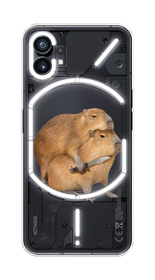 

Чехол на Nothing Phone (1) "Капибара с ножом", Бежевый, 3300150-1