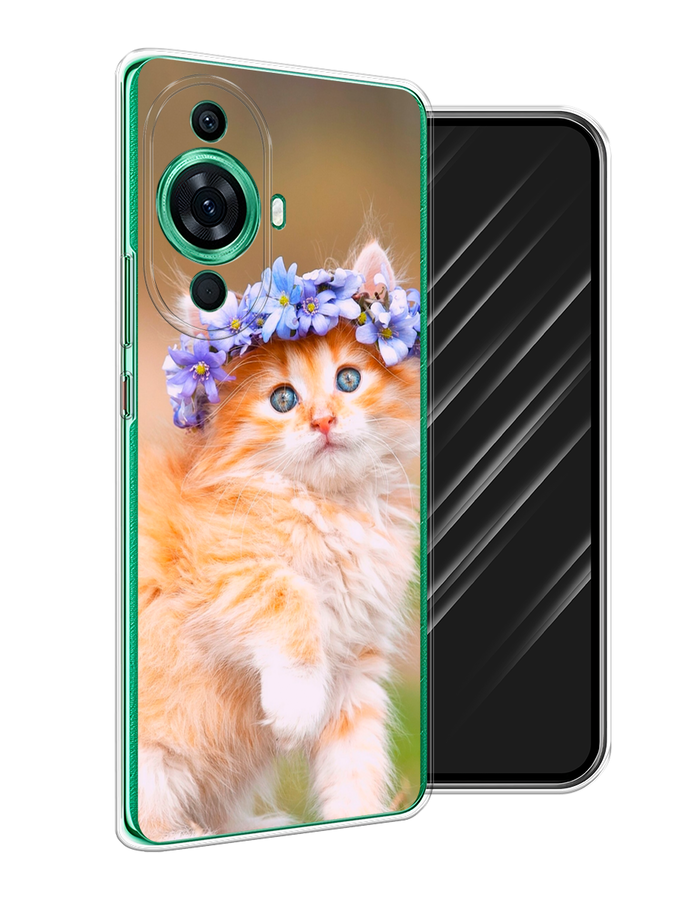 

Чехол Awog на Huawei Nova 11 Pro "Рыжий кот в венке", Коричневый;синий, 6121350-1