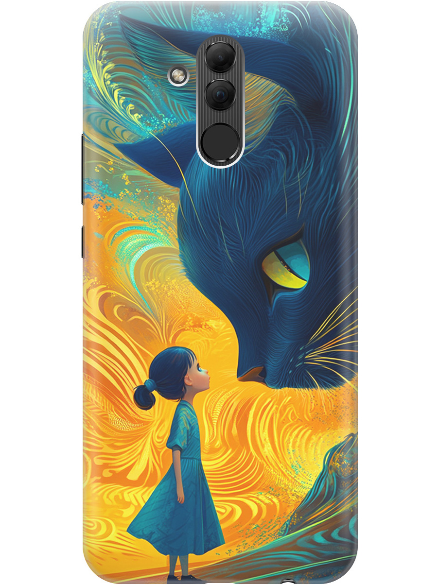

Силиконовый чехол на Huawei Mate 20 Lite с принтом "Девочка и кот", Прозрачный;желтый;синий, 719355685