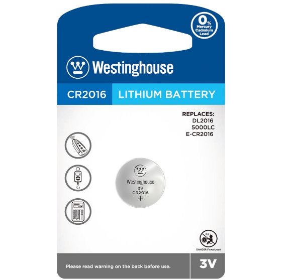 

Батарейка литиевая Westinghouse CR2016-BP1, 46460003