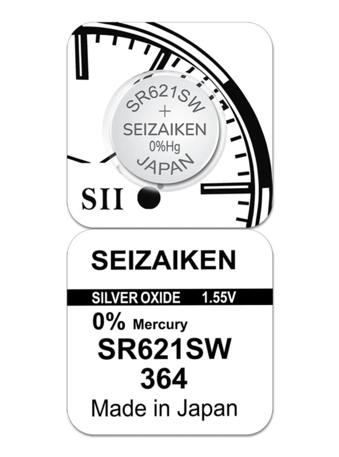 Батарейка SEIZAIKEN 364 (SR621SW) Silver Oxide 1.55V (1 шт)