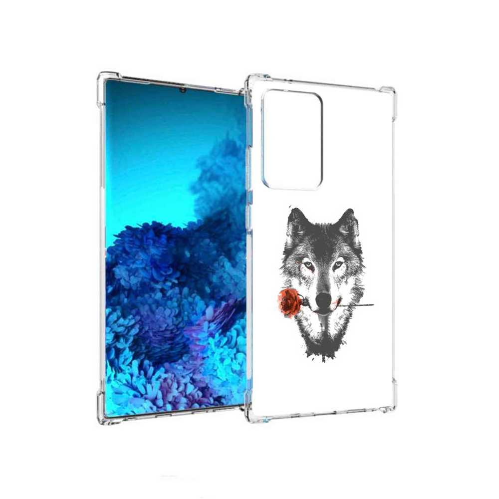 

Чехол MyPads Tocco для Samsung Galaxy Note 20 Ultra волк с розой (PT151896.552.270), Прозрачный, Tocco