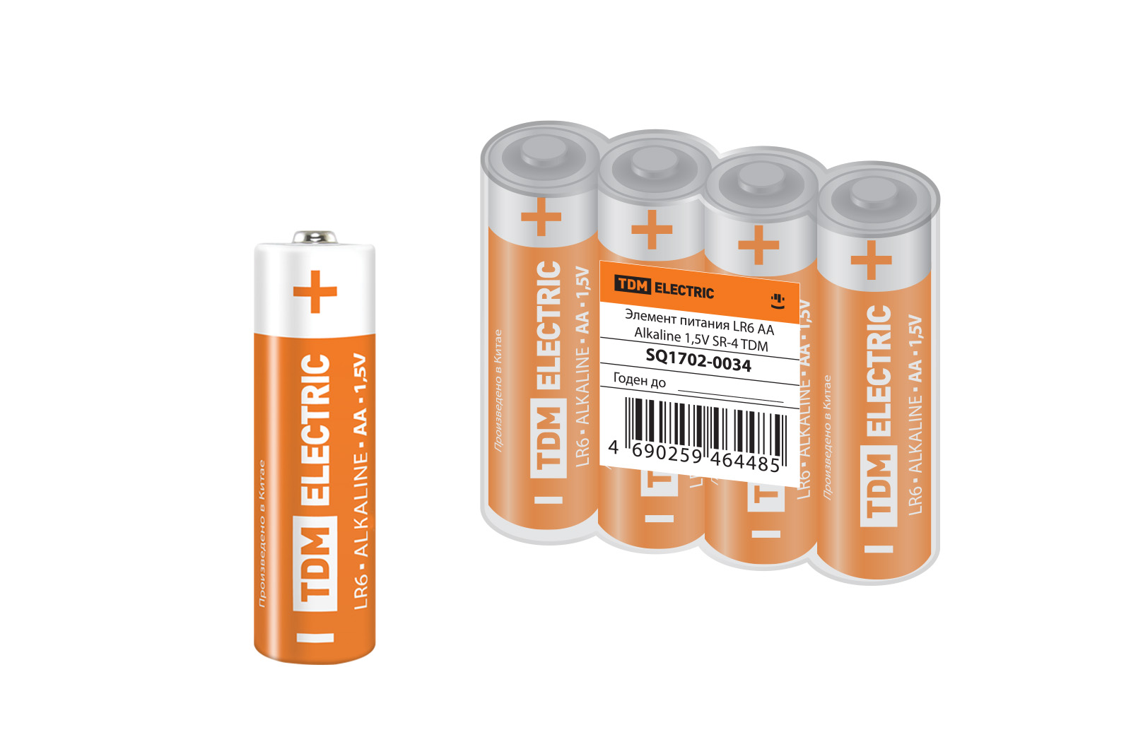 Батарейка LR6 AA Alkaline 1,5V SR-4 TDM {SQ1702-0034} (упак 4 шт)