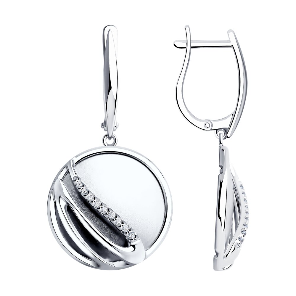 Серьги из серебра с фианитом Diamant 94-121-01623-1