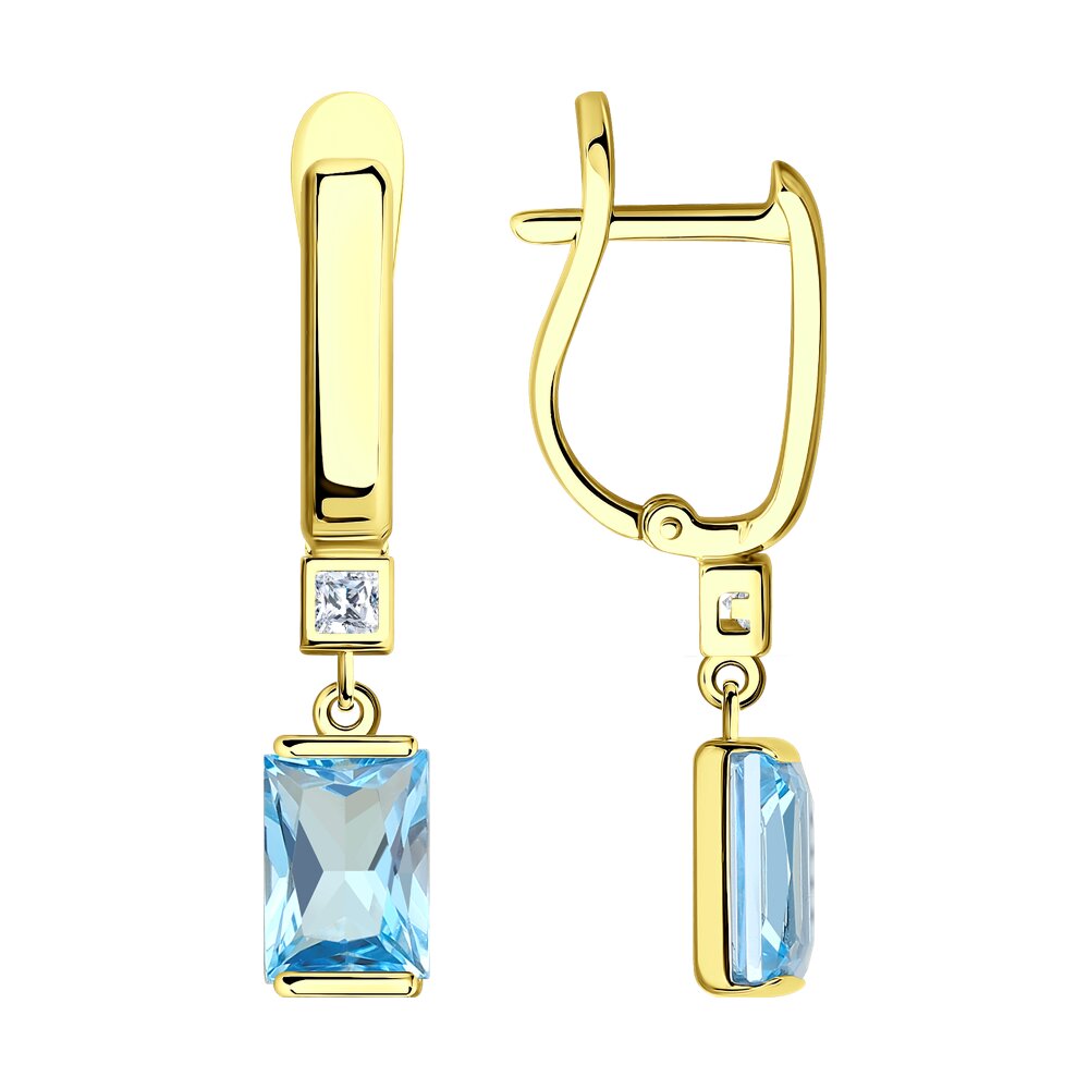 

Серьги из желтого золота с фианитом и топазом SOKOLOV 728596-2, 728596-2