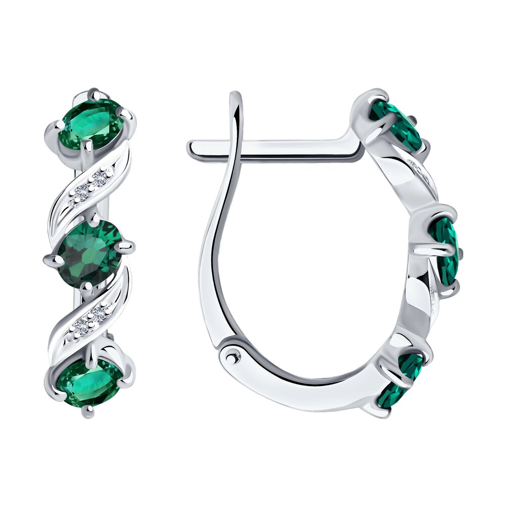 

Серьги из белого золота с бриллиантом и изумрудом Diamant 52-220-00891-2, 52-220-00891-2