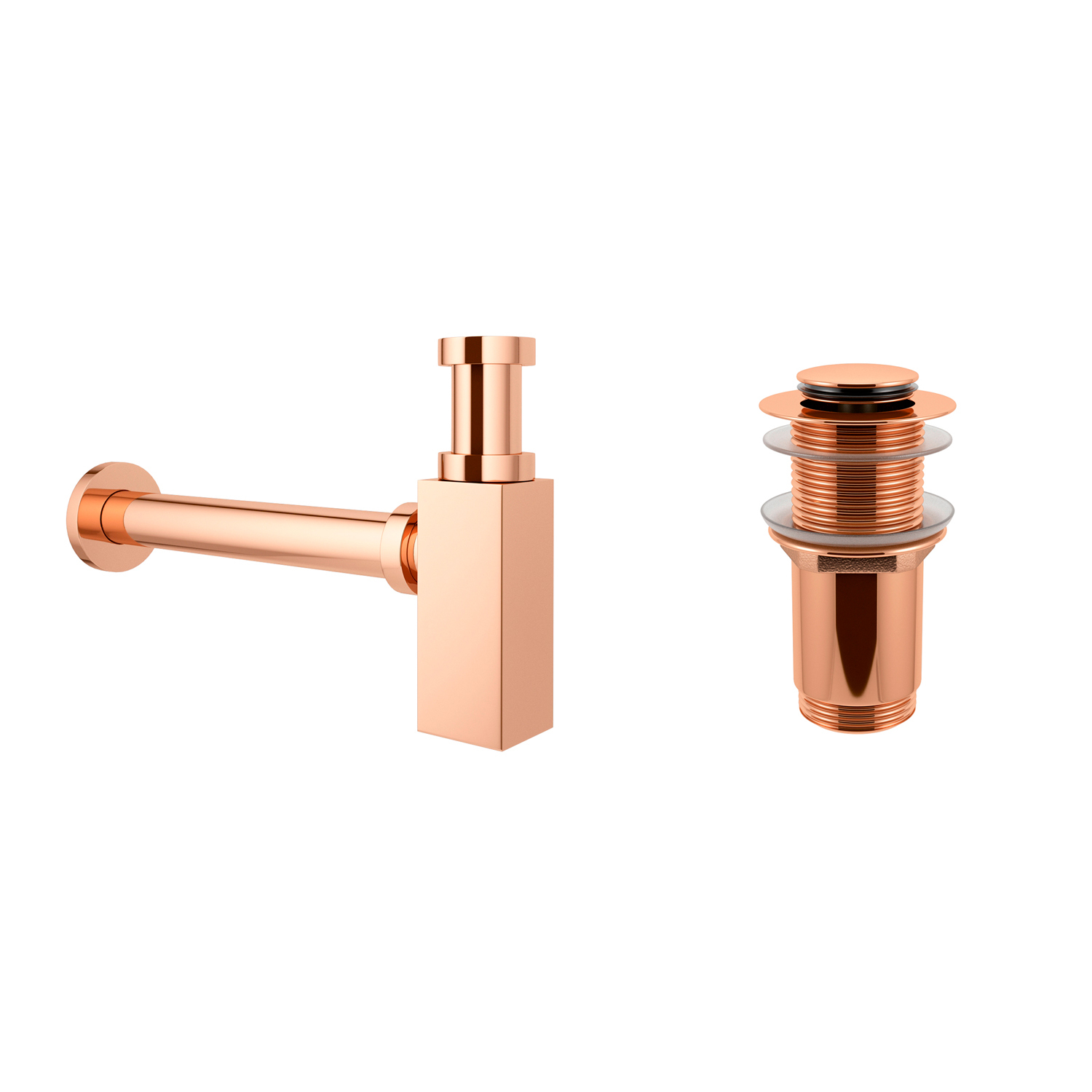 фото Набор wellsee drainage system 182112002, сифон, донный клапан, цвет розовое золото