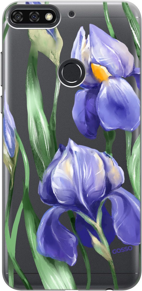 

Чехол на Honor 7C/7A Pro/Huawei Y6 Prime (2018) "Amazing Irises" прозрачный, Прозрачный;белый, 1702