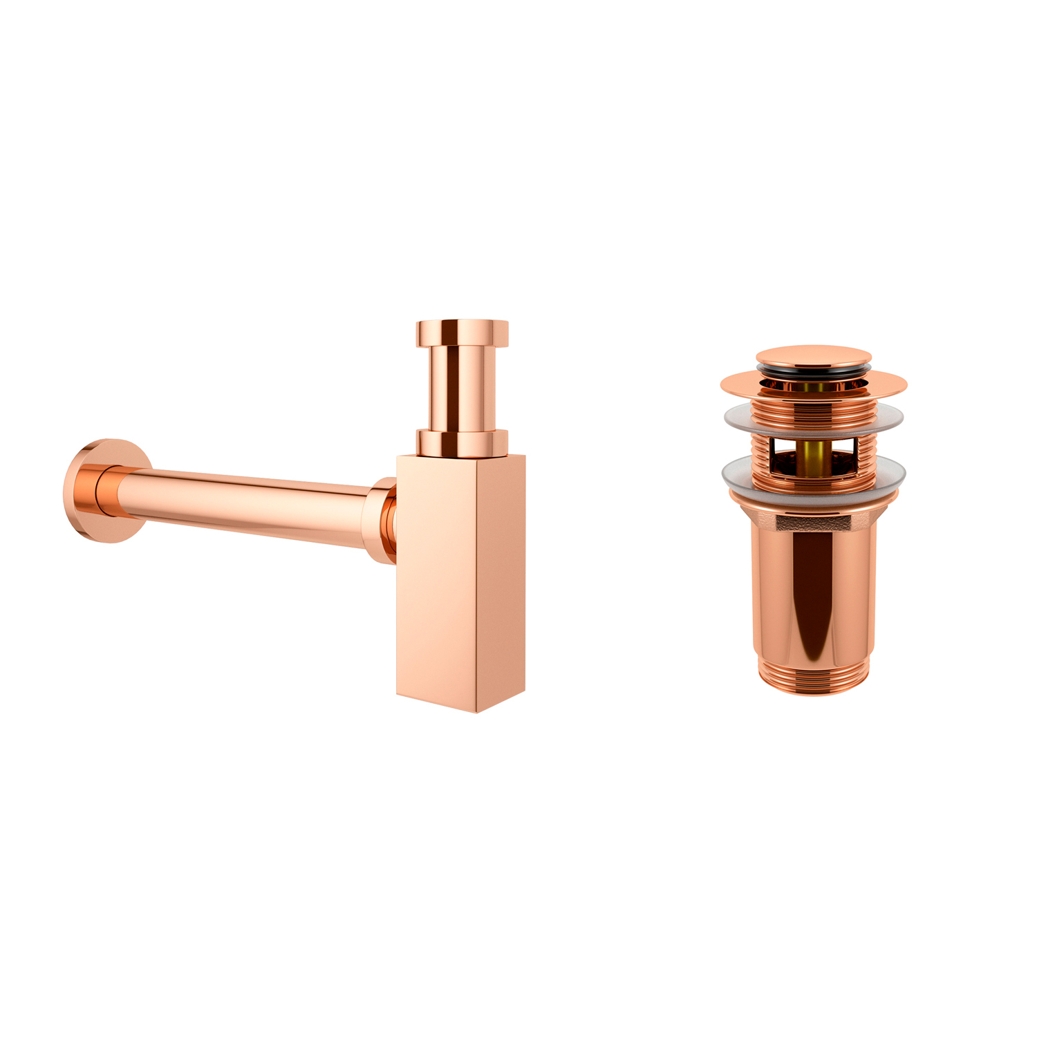 фото Набор wellsee drainage system 182112001, сифон, донный клапан, цвет розовое золото