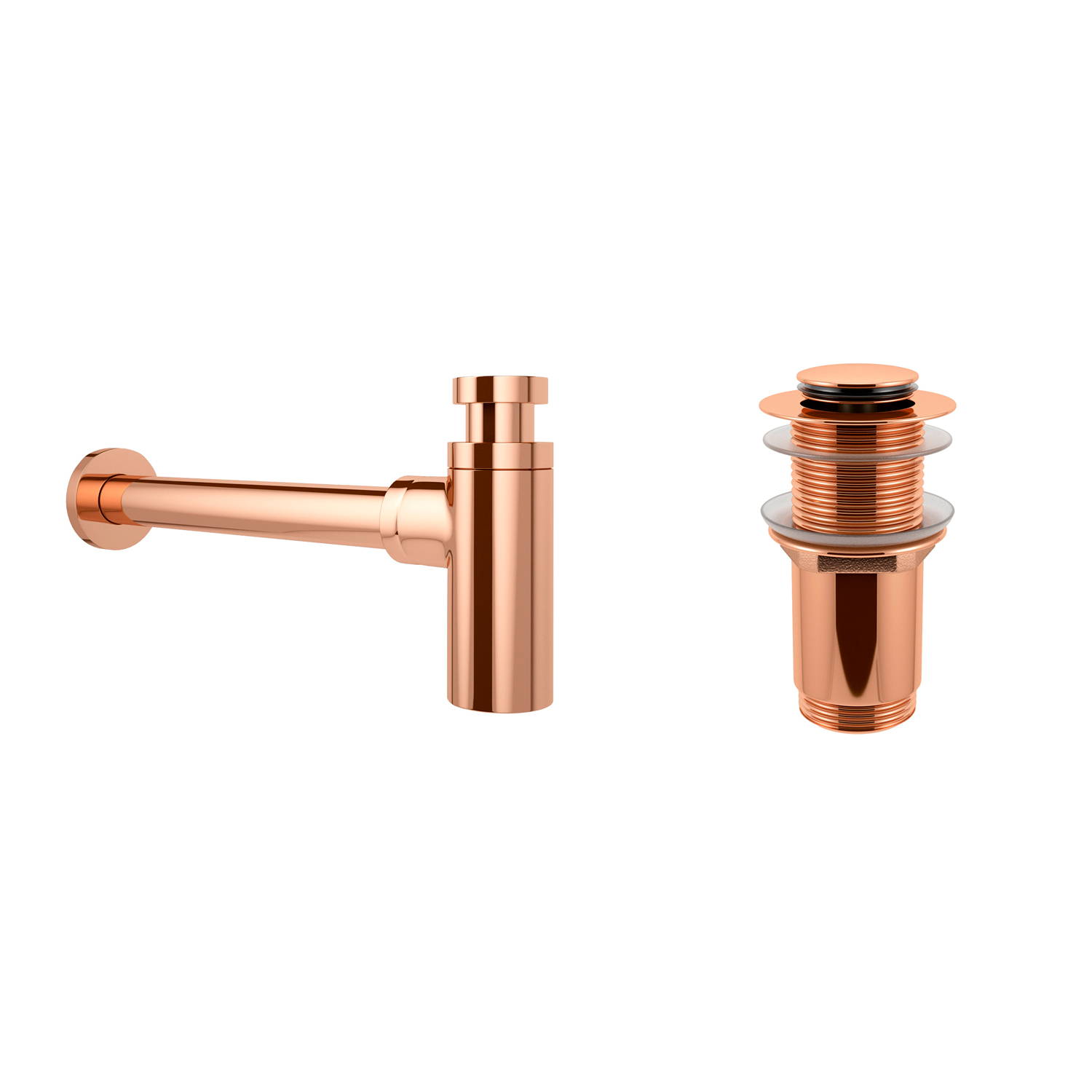 фото Набор wellsee drainage system 182107002, сифон, донный клапан, цвет розовое золото