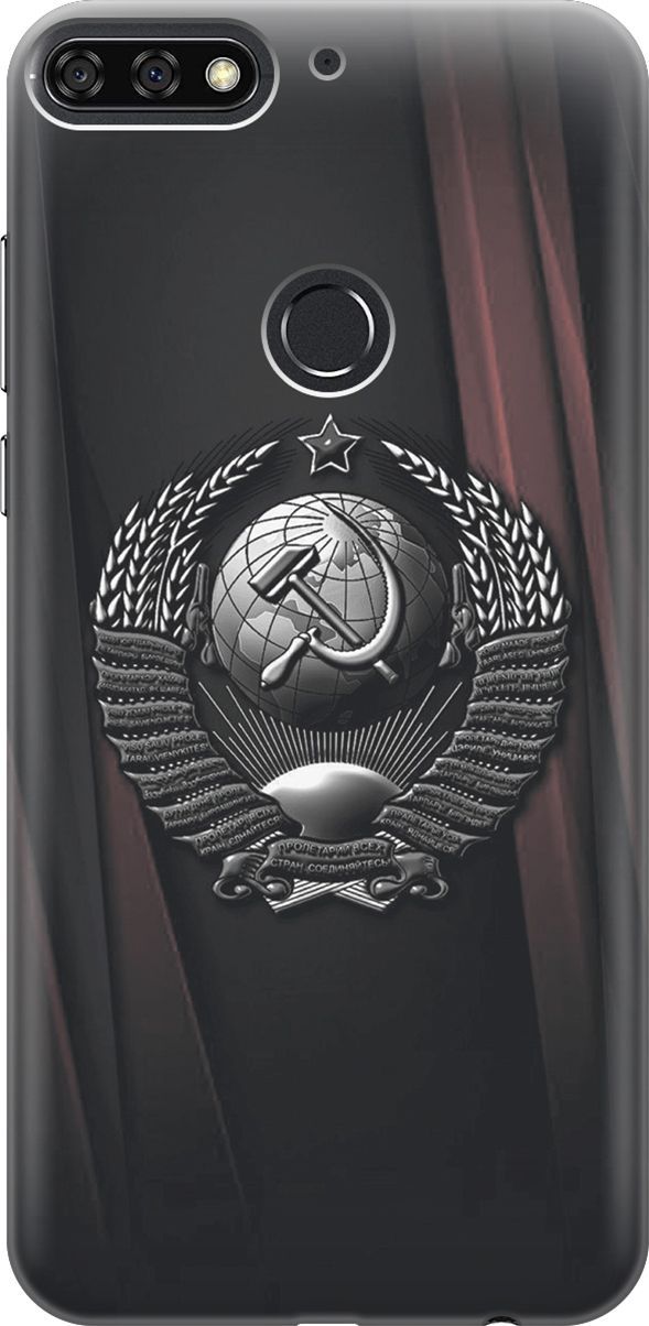 

Чехол на Honor 7C/7A Pro/Huawei Y6 Prime (2018) "Герб СССР", Белый;красный, 2787
