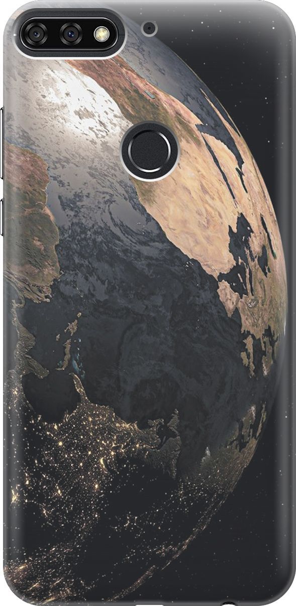 

Чехол на Honor 7C/7A Pro/Huawei Y6 Prime (2018) "Земля", Розовый;синий, 2787