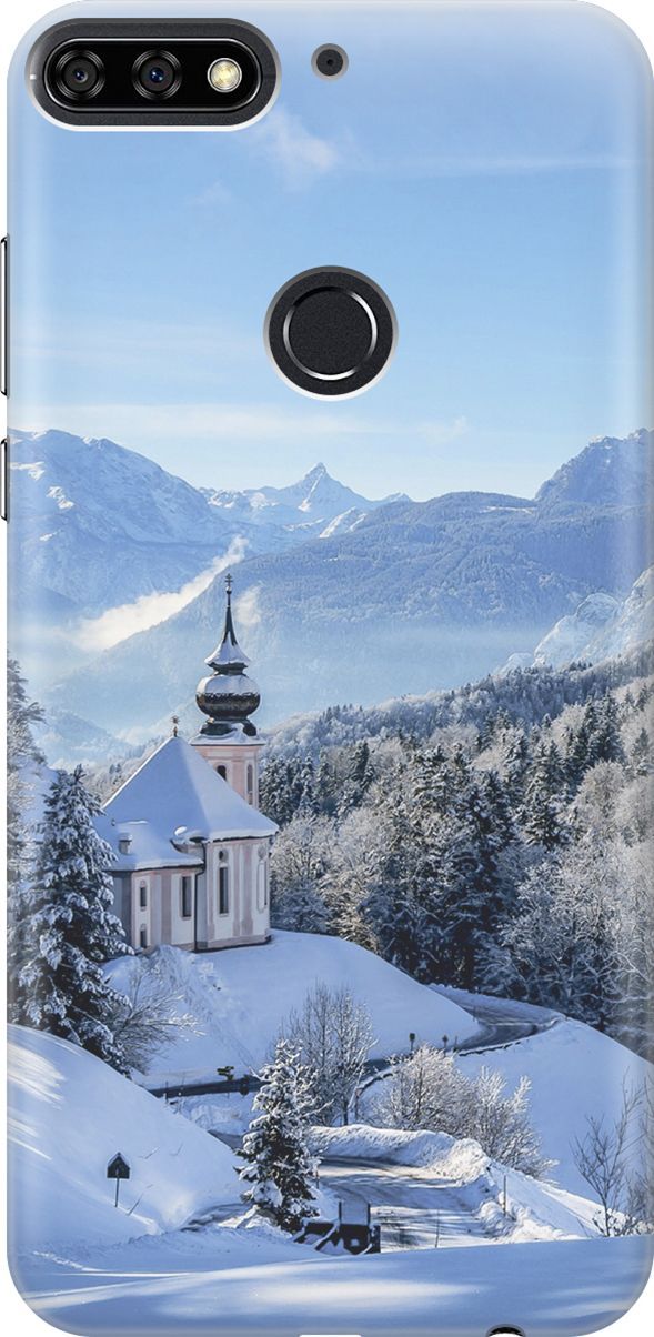 

Чехол на Honor 7C/7A Pro/Huawei Y6 Prime (2018) "Заснеженные горы", Голубой;синий, 2787