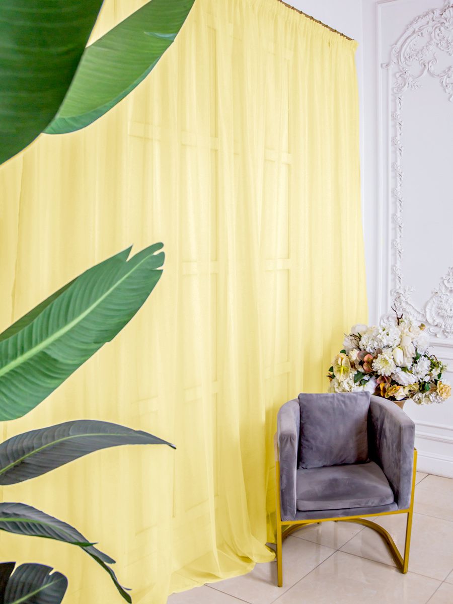 

Тюль Nikki Home Collection Вуаль высота 260 см х ширина 200 см желтый, Тюль желтый