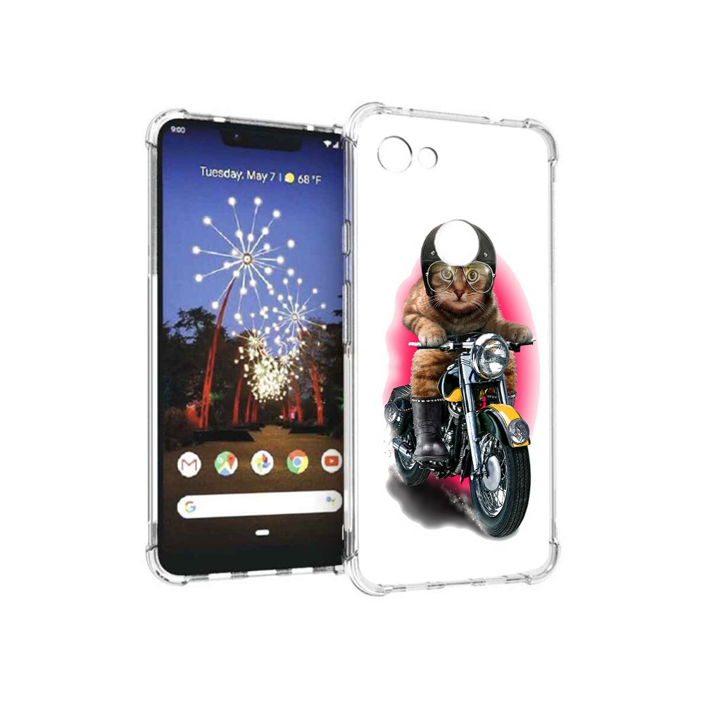 

Чехол MyPads Tocco для Google Pixel 3 XL мото-кот, Прозрачный, Tocco