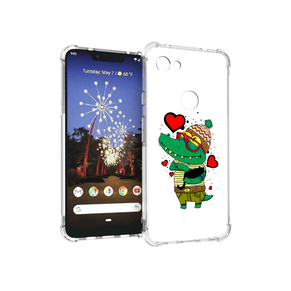 

Чехол MyPads Tocco для Google Pixel 3 XL Влюбленный крокодил, Прозрачный, Tocco