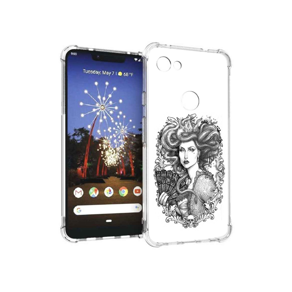 

Чехол MyPads Tocco для Google Pixel 3 XL медуза черно белый, Прозрачный, Tocco