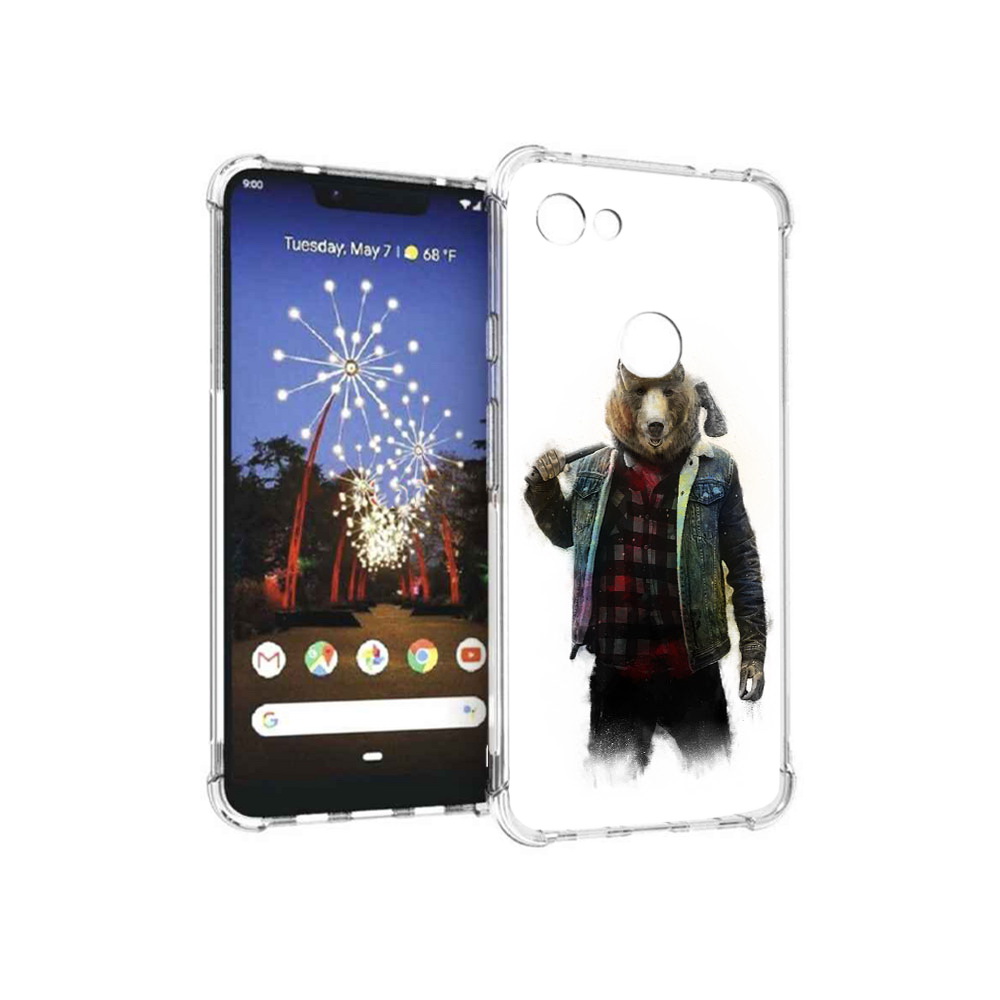 

Чехол MyPads Tocco для Google Pixel 3 XL медведь с топором, Прозрачный, Tocco