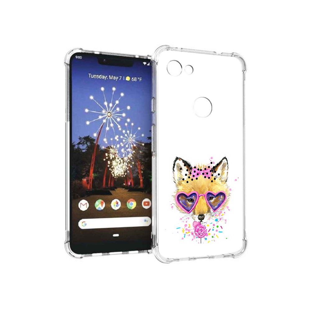 

Чехол MyPads Tocco для Google Pixel 3 XL лисенок с бантиком, Прозрачный, Tocco