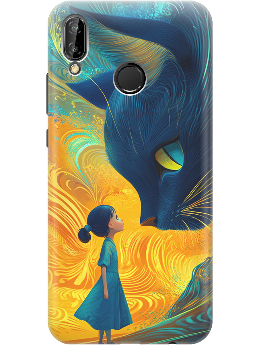 

Силиконовый чехол на Huawei P20 Lite / Nova 3e с принтом "Девочка и кот", Прозрачный;желтый;синий, 717614285