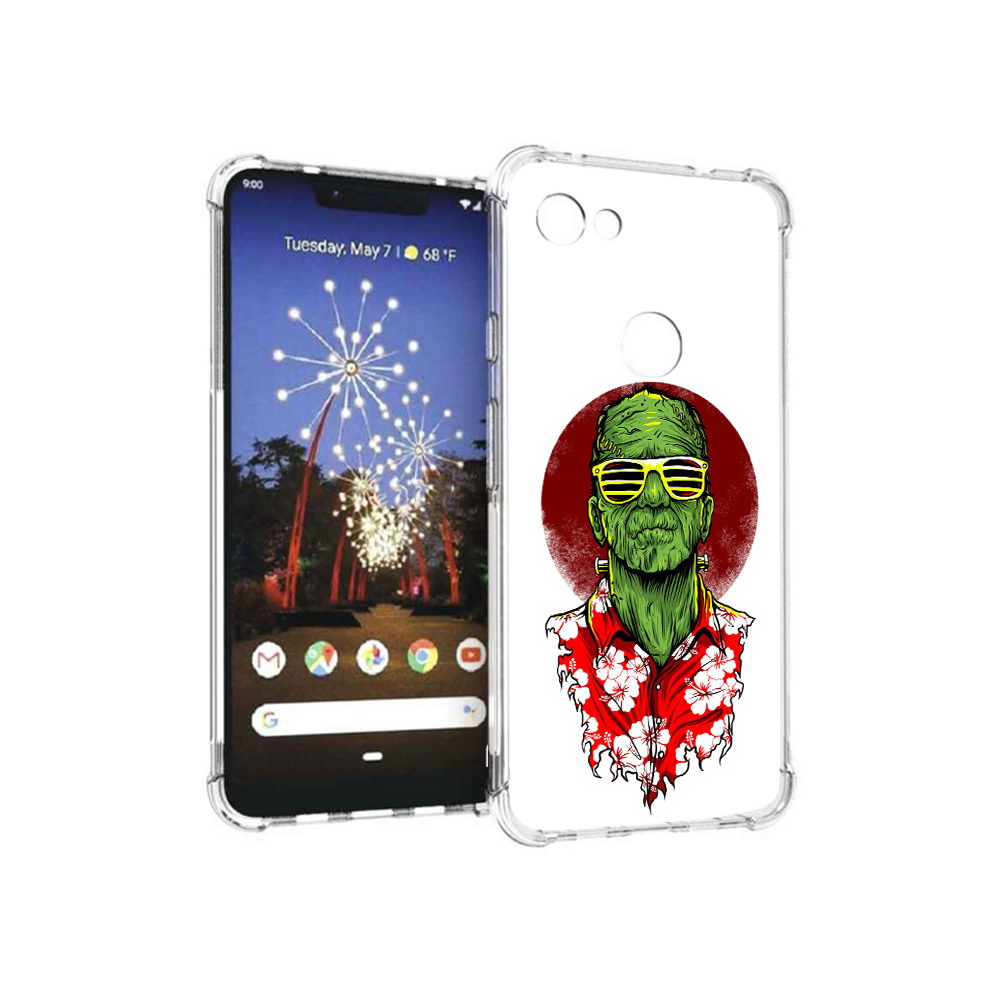 

Чехол MyPads Tocco для Google Pixel 3 XL крутой зеленый мужчина в очках, Прозрачный, Tocco