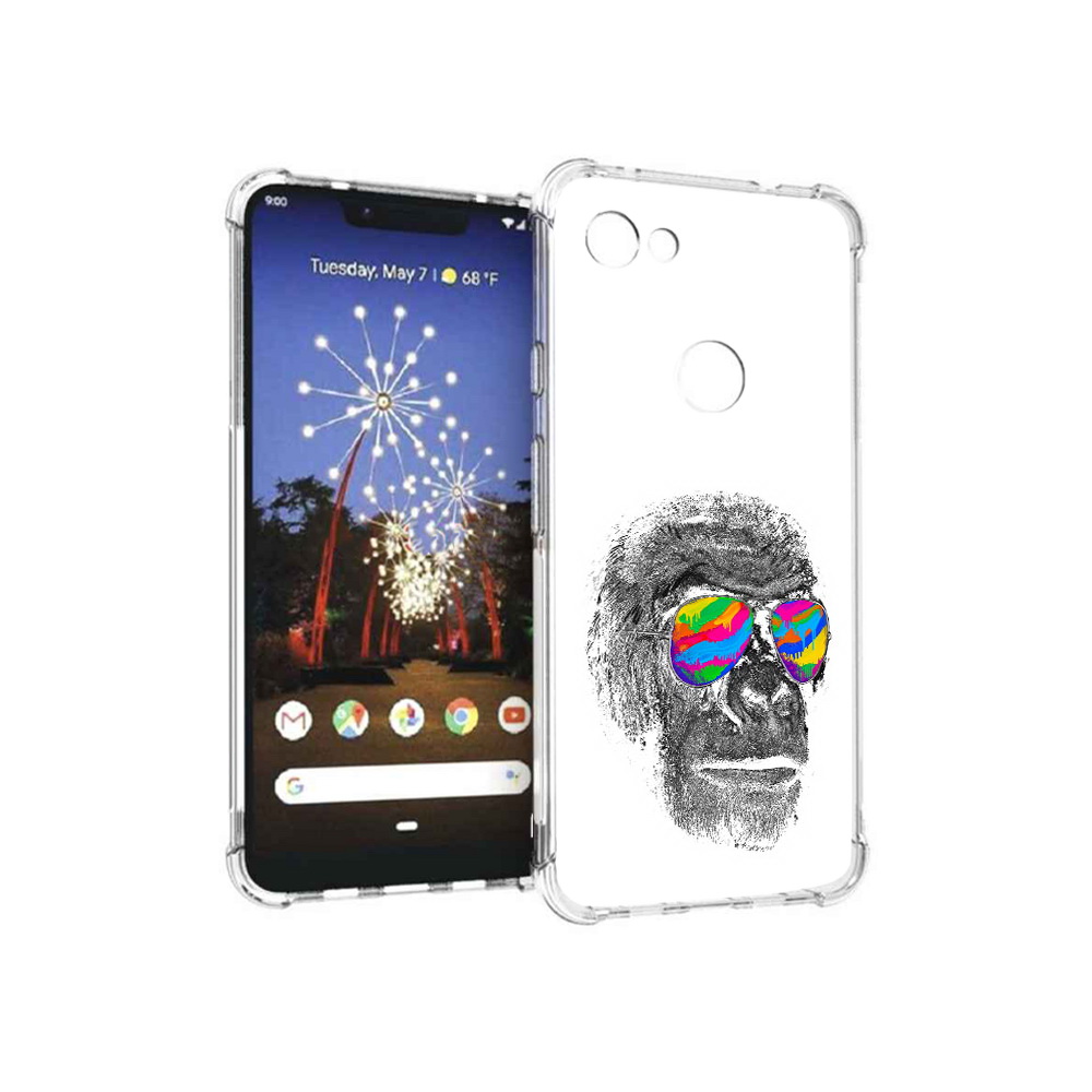 

Чехол MyPads Tocco для Google Pixel 3 XL крутая обезьяна в очках, Прозрачный, Tocco