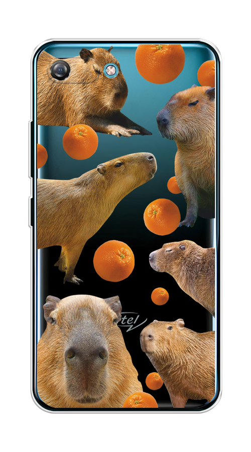 

Чехол на Itel A25/A35 "Капибара и апельсины", Бежевый;оранжевый, 3200250-1