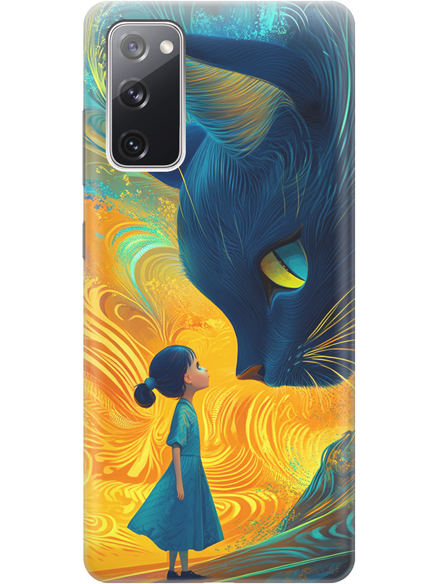 

Силиконовый чехол на Samsung Galaxy S20 FE с принтом "Девочка и кот", Прозрачный;желтый;синий, 723485485