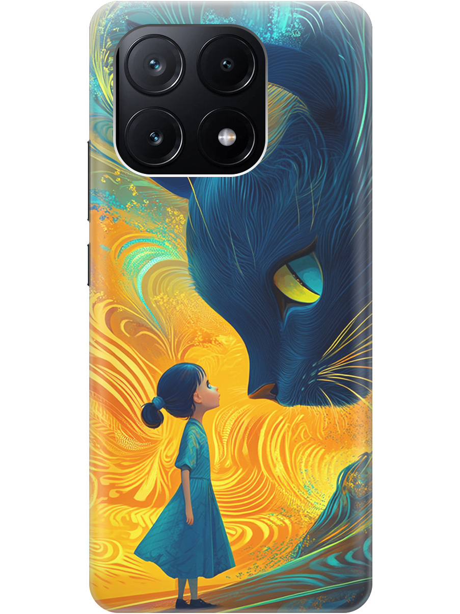 

Силиконовый чехол на Xiaomi Poco X6 Pro 5G с принтом "Девочка и кот", Прозрачный;желтый;синий, 780484185