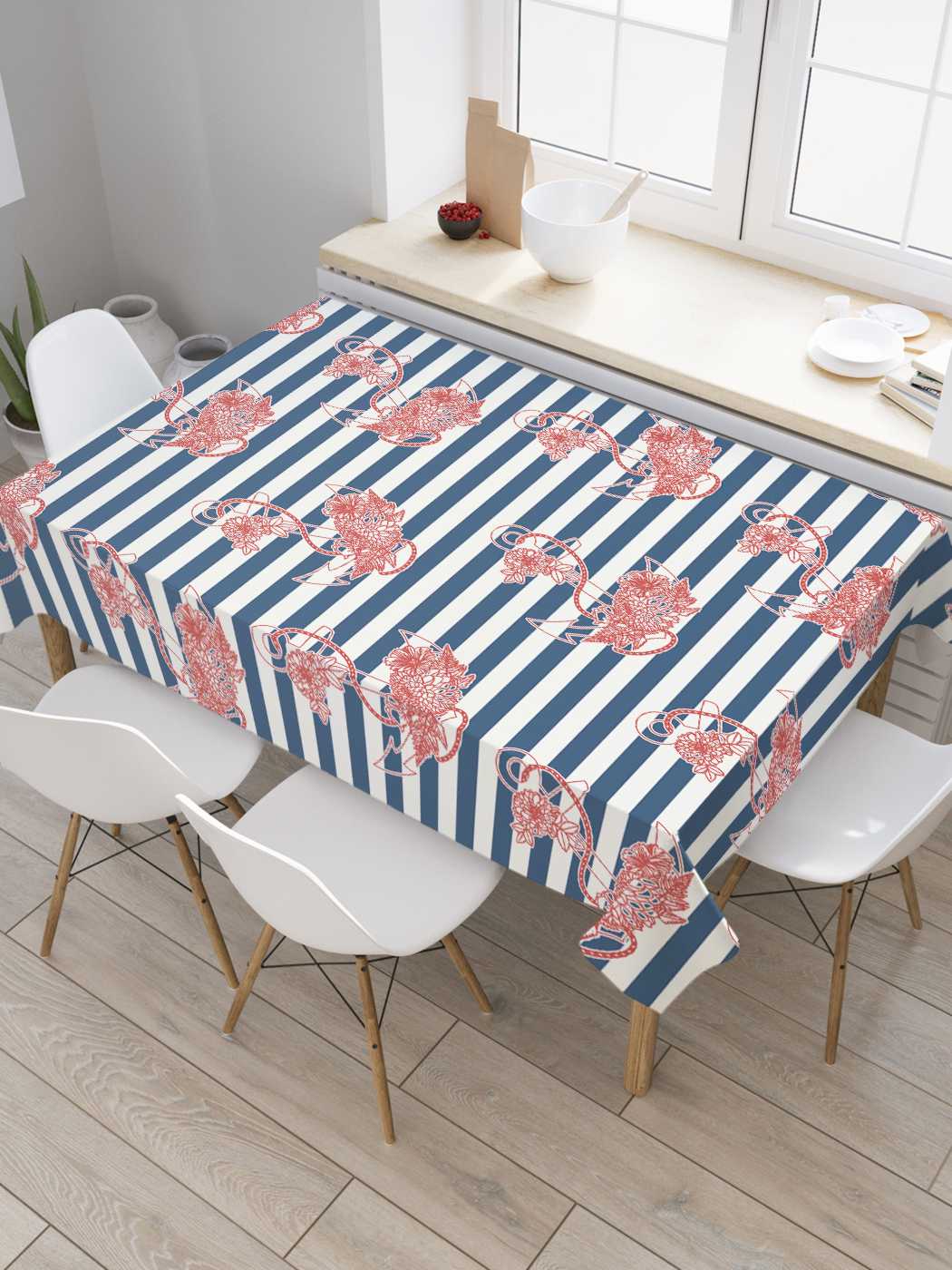 

Скатерть прямоугольная JoyArty "Морские жители на полосах" из сатена, 180x145 см, Морские жители на полосах