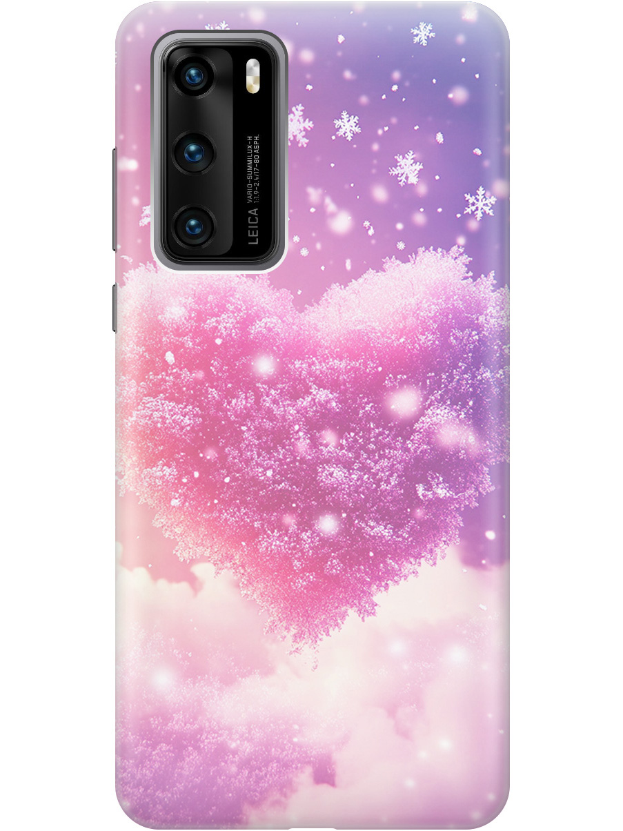 

Силиконовый чехол на Huawei P40 с принтом "Пушистое сердце", Прозрачный;белый;розовый, 722839391